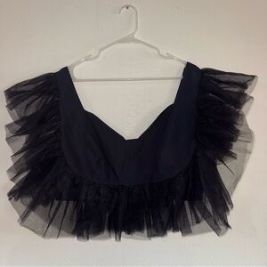 Truth NYC Black Sheer Sleeve Smocked Crop Top Size 1X